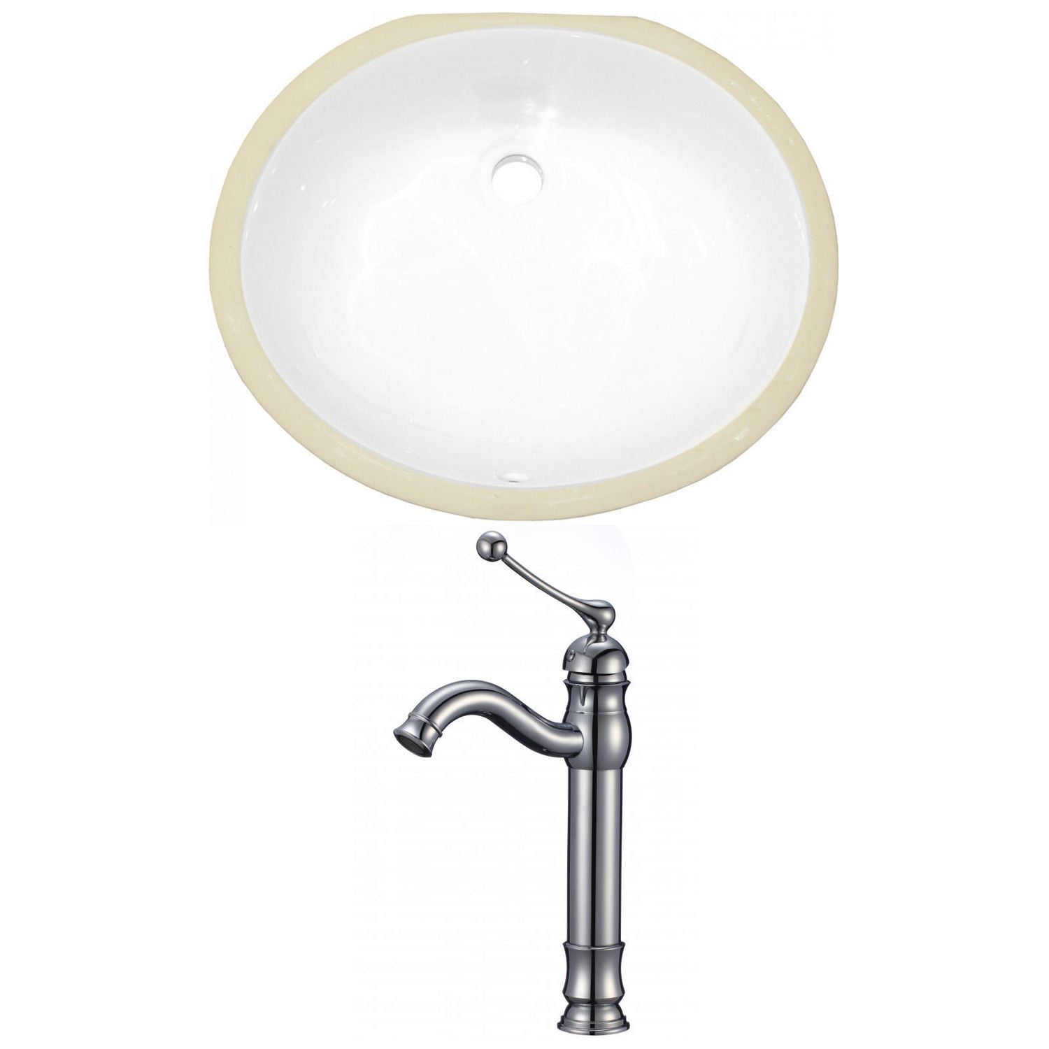 19.5-in. W CUPC Oval Bathroom Undermount Sink Set In White - Chrome Hardware AI-22928