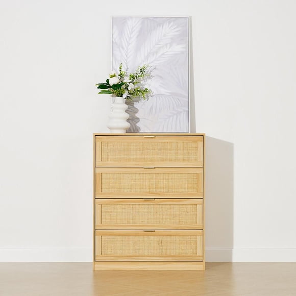 Commode 4 Tiroirs Fraser Rotin Anko, Naturel