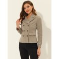 thumbnail image 2 of INSPIRE CHIC Women's Winter Worsted Notched Lapel Double Breasted Short Peacoat Light Brown M, 2 of 5