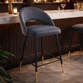 thumbnail image 4 of Plata Décor Import Inc – Luxurious Akira Bar Velvet Stool in Grey, 4 of 5