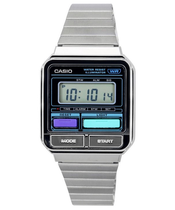 Casio Montre Vintage Digitale Bracelet en Acier Inoxydable Quartz A120WE-1A Unisexe
