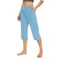 thumbnail image 2 of Meichang Pantalons Capri pour Femmes Yoga Capris avec Poches pour Femmes Printemps Été Capris Taille Haute Extensible Yoga Gym Pantalons Décontractés Raccourcis, 2 of 7