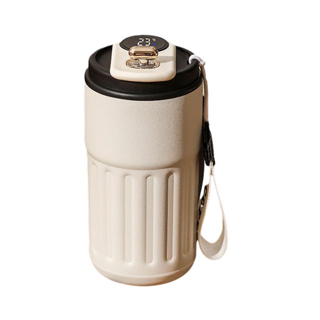 kurtrusly Coffee Thermos With Temperature Display Coffee Fresh And Hot All Day Long Easy To Clean Stainless White black
