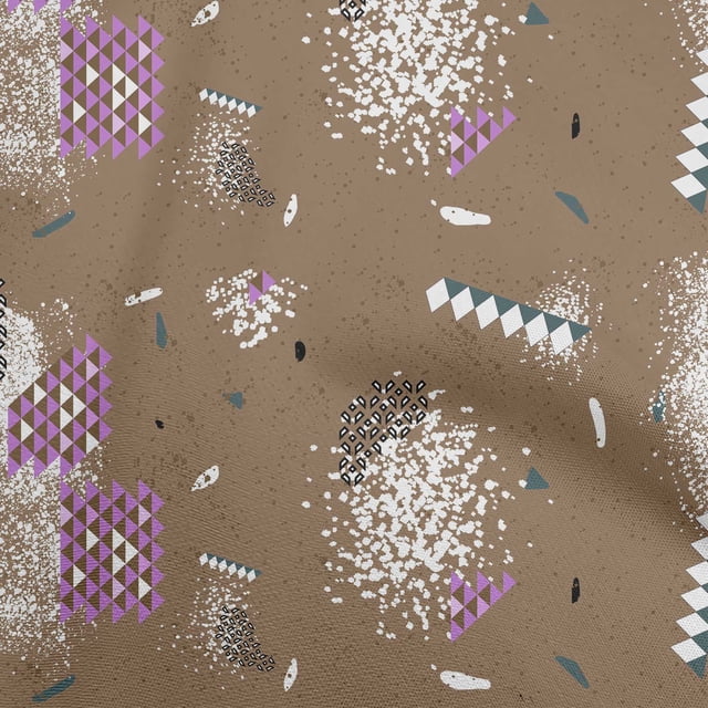 oneOone Georgette Viscose Brown Fabric Geometric Craft Projects Decor Fabric Printed By The Yard 42 Inch Wide