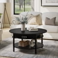 thumbnail image 3 of GUNAITO Petite Table Basse Ronde à Plateau Relevable avec Rangement Table Centrale Moderne Style Ferme avec Tablette Petite Table Ronde pour Salon pour Salon Noir, 3 of 8