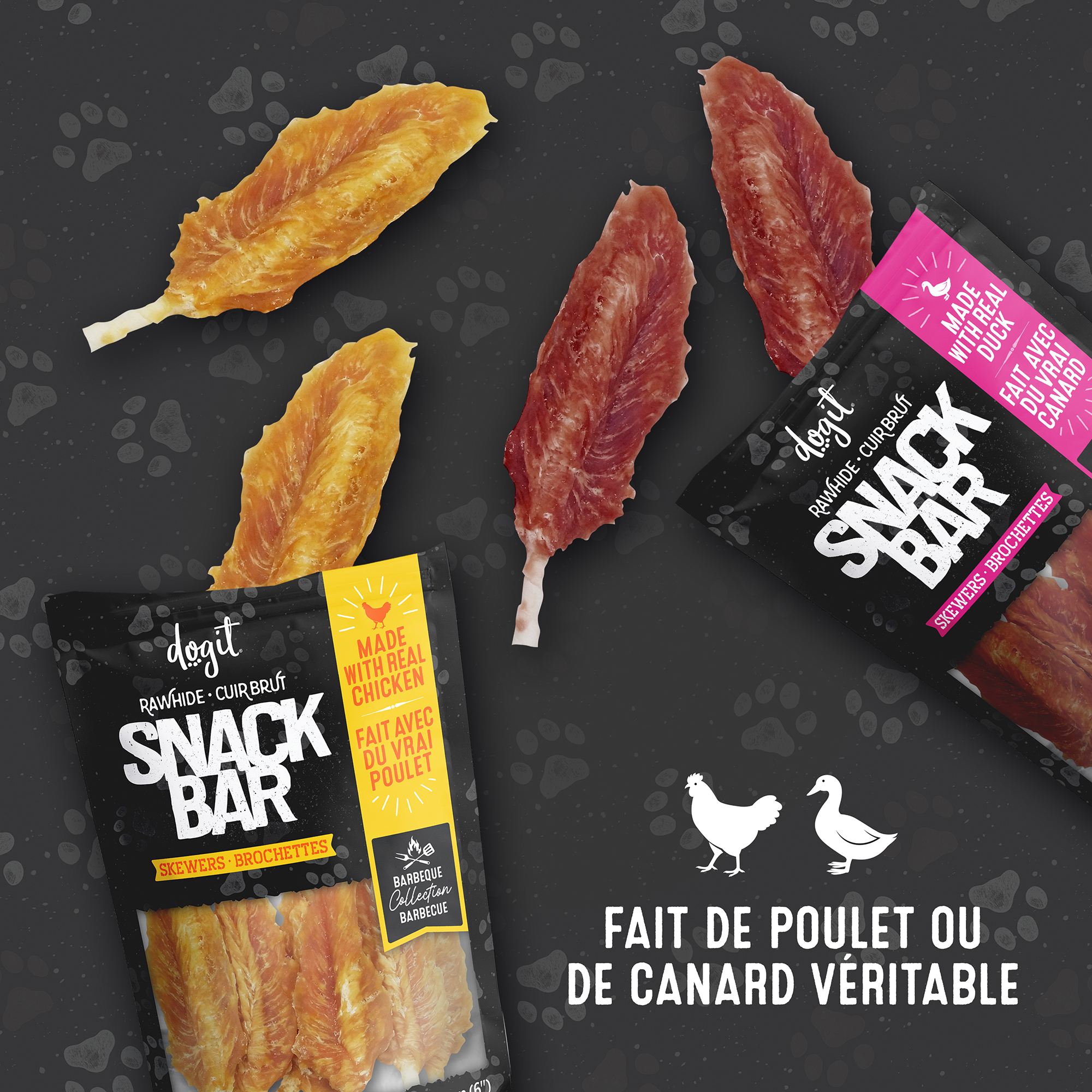 Brochettes de canard et peau de bœuf Dogit Snack Bar, 15 cm (6 po), 100 G
