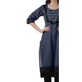 thumbnail image 4 of Moomaya Robes Indiennes pour Femmes Décontractées d'Été Imprimées Manches 3/4 Longue Kurta, 4 of 6