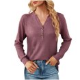 thumbnail image 1 of Birdeem Women's Solid Colored V-Neck Long Sleeve Textured Fallow Jacket Tops Blouse, 1 of 1
