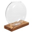 thumbnail image 2 of Miangastore Hydroponic Glass Vase For Indoor Plants Water Propagation Station Terrarium Container With Wooden Base For Desktop Or Window Display, 2 of 8