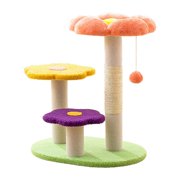 Bunblic Cat Scratch Post Cute Kitten Cat Tree with Interactive Ball Furniture Protector Scratching Scratcher for Cat Kittens orange