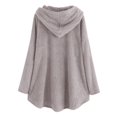 thumbnail image 4 of Womens Cardigan Plus Size Button Plush Tops Hooded Loose Cardigan Wool Coat Winter Jacket Navy Xl, 4 of 5