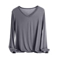 thumbnail image 1 of MeetoTime Women's Long Sleeve Shirts Soft Lightweight Undershirts V-Neck Slim Tees Basic Layer Pullover Tops, 1 of 5