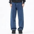 thumbnail image 1 of RKSTN Mens Pants Plush Thick Jeans With Elastic Drawstring Loose Oversized Straight Leg Pants Long Pants Soft Comfortable Workout Pants, 1 of 5