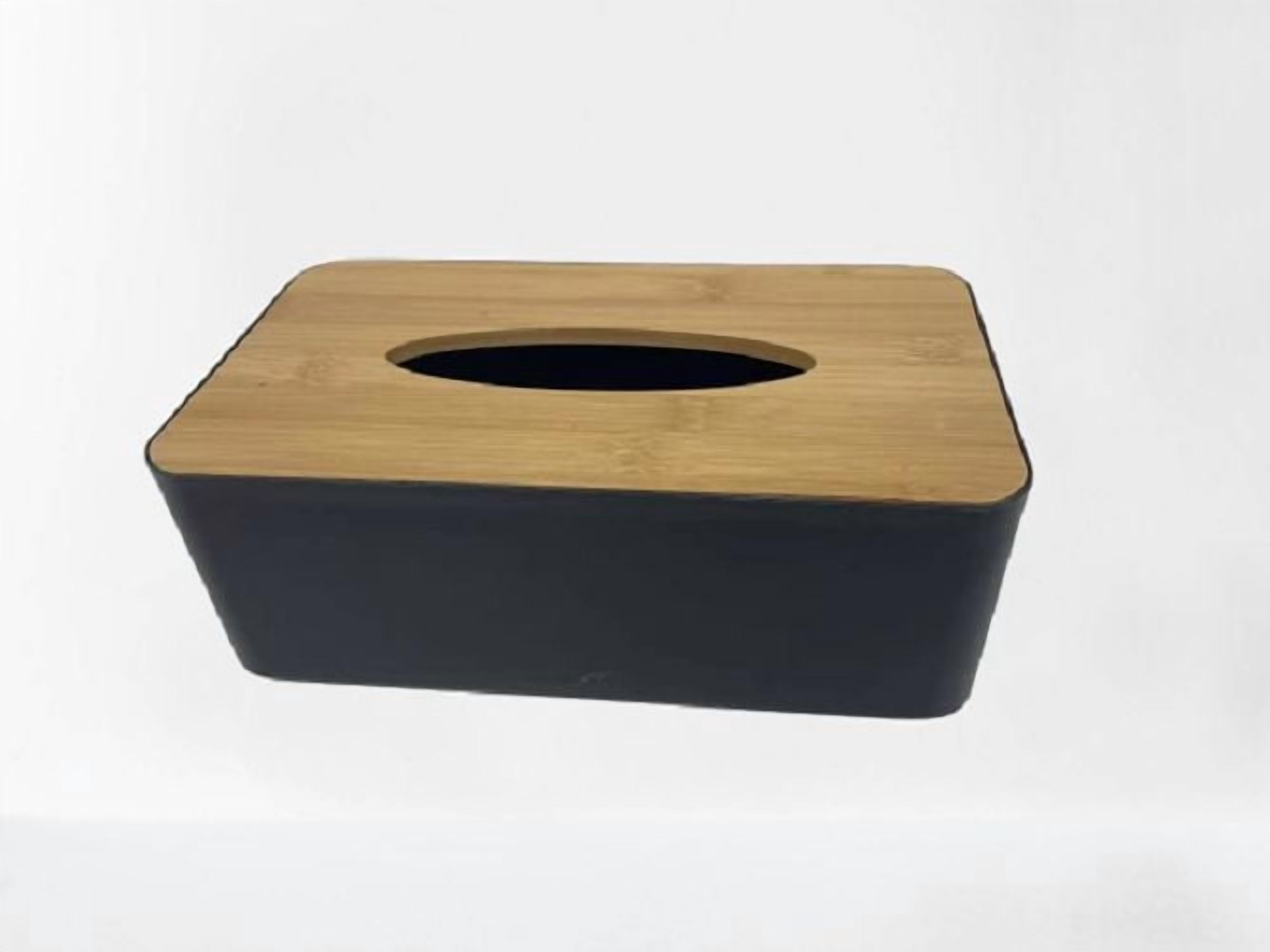 Mainstays Black Rectangular Tissue Box Holder with Bamboo Lid, 9.8" x 5.5"