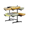thumbnail image 1 of Heavy Duty Double-Sided Freestanding Kayak Storage Rack–Adjustable Width,Lockable Wheels,Holds 4 Kayaks/Canoes/Paddle Boards – Weather-Resistant Outdoor or Garage Organizer, Double-Sided Double Layer, 1 of 8