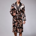 thumbnail image 4 of Gift TIMIFIS Men's Satin Robe Silk Robe Classic Long Bathrobe Lightweight Loungewear Bathrobe V Neck Sleepwear pring/Summer, 4 of 6