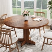 Round Dining Table for 4 People, 47'' Dining Room Table with Wooden Pedestal Base, Dinner Tables Circle Kitchen Tables for Dining Room, Kitchen, Living Room