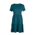 thumbnail image 4 of Fshaion Robe d'Été pour Femmes 2024 Grande Taille Décontractée à Manches Courtes Robe T-Shirt Robes Mini à Étages avec Poches Liquidation à Moins de 10!, 4 of 7