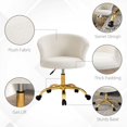 thumbnail image 4 of Armless Office Chair with Plush Teddy Fleece, Gold Swivel Task Chair with Adjustable Height, Mid Back Computer Desk Chair for Study, Vanity, Home Office, 22.8"W x 22"D x 29.9"H, 4 of 7