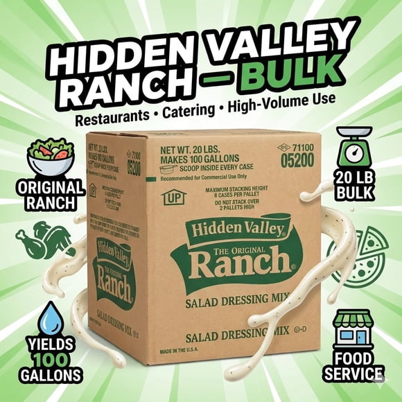 Hidden Valley Original Ranch Dressing Mix, Bulk Bag-in-Box, 20 lb – Yields 100 Gallons of Professional Grade Ranch