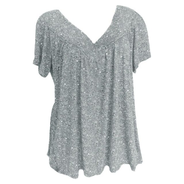 Hauts Grande Taille pour Femmes Mode Décontractée Ample T-Shirt à Col Rond Imprimé Chat Lune Gris TTTG