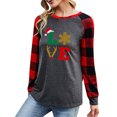 thumbnail image 2 of PVCS Chemises de Noël pour Femmes Hauts à Carreaux à Empiècements Manches Longues Chandails Tendance Blouse Hauts, 2 of 6