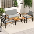 thumbnail image 1 of Costway Ensemble de Mobilier de Patio 4 Pcs avec Table à Café, Causeuse et 2 Chaises Simples pour Véranda Gris, 1 of 10