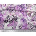 thumbnail image 3 of Soimoi Purple Poly Georgette Fabric Paisley & Leopard Animal Skin Decor Fabric Printed Yard 42 Inch Wide, 3 of 3
