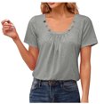 thumbnail image 1 of lcziwo Camisoles Habillées pour Femmes 2024, Débardeurs d'Été pour Femmes, Chemisier T-Shirt à Manches Courtes à Boutons pour Femme Froncé à Col Rond Décontracté, Gris, TG, 1 of 4