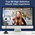 thumbnail image 4 of Caméra Web PC pour Diffusion HD 4K USB Pro Caméra Web d'Ordinateur Caméra Vidéo pour Mac Windows Ordinateur Portable Conférence Jeux Caméra Web avec Anneau Lumineux et Microphone, 4 of 9