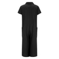 thumbnail image 3 of Womens Solid Color Casual Short Sleeved Medium Length Cotton Linen Shirt Jumpsuit, 3 of 5