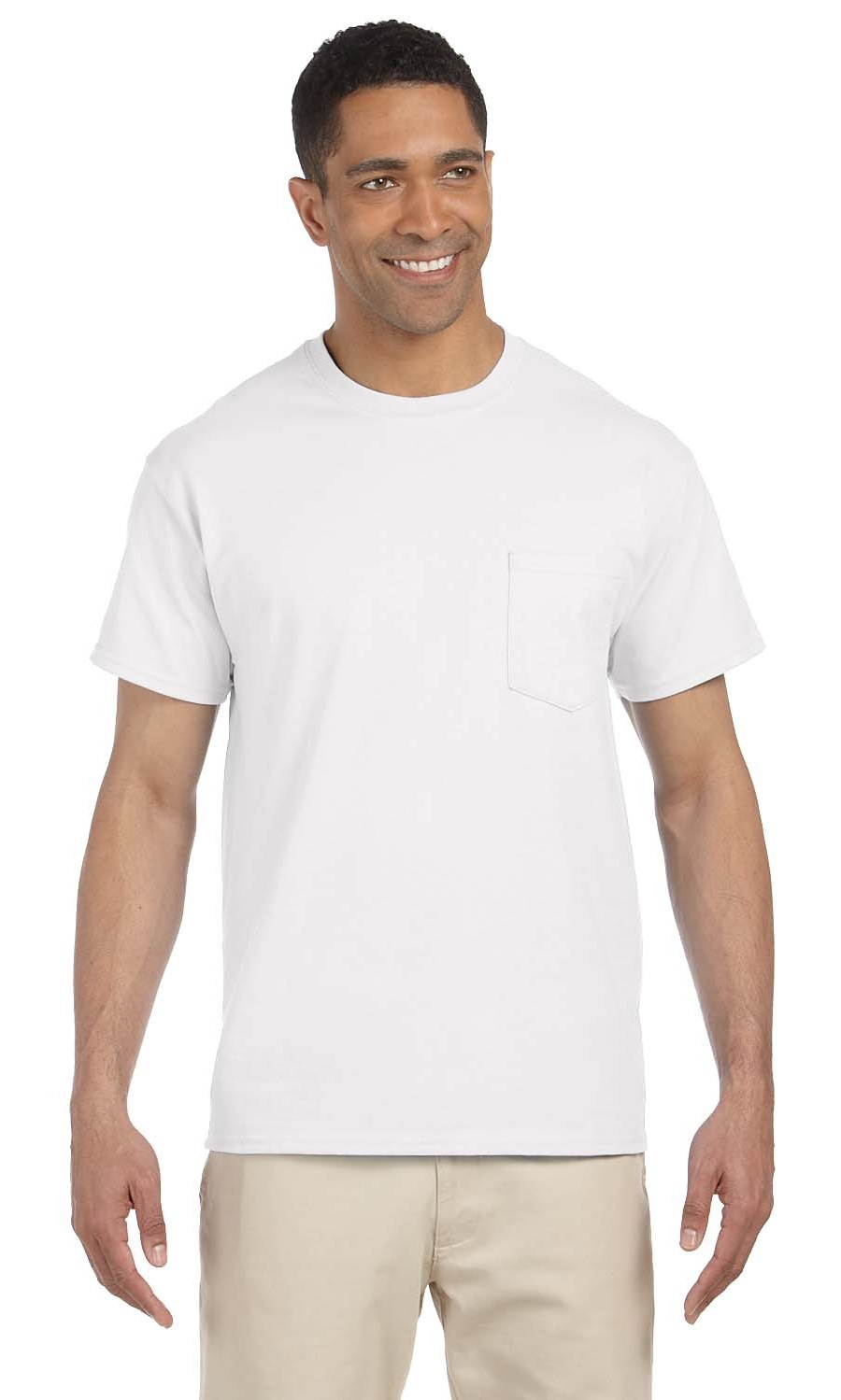 Gildan T-Shirt Adulte Ultra Coton 6 oz avec Poche - Blanc - TG
