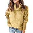 thumbnail image 1 of TIMIFIS Womens' Turtleneck Long Sleeve Cable Knit Sweaters Oversized Sweaters Fall Long Sleeve Spilt Hem Tunic Pullover Sweater Knit TopsFall/Winter, 1 of 5