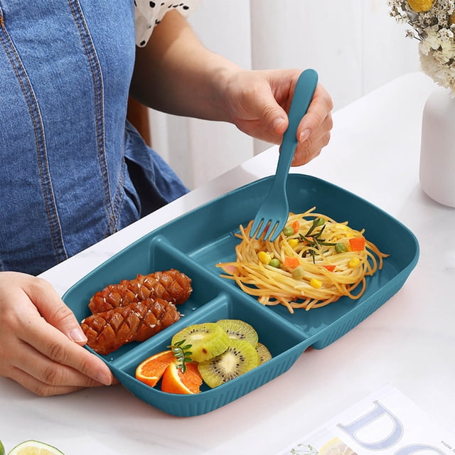 UsRHHA Boîte à Lunch Bento à 3 Compartiments, Contenants de Préparation de Repas Réutilisables pour Enfants et Adultes, Contenant de Rangement Alimentaire Divisé avec Couvercles