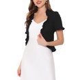 thumbnail image 4 of INSPIRE CHIC Cropped Cardigan for Women's Open Front Ruffle Knit Shrugs M Black, 4 of 7