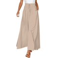 thumbnail image 1 of GZWYHT Wide Leg Pants,Palazzo Pants,Women's Wide Leg Pants Flowy Ruffle Solid Color Drawstring Waist Pants,Flowy Pants,High Waisted Pants,Sweatpants Women,Beige,L, 1 of 4