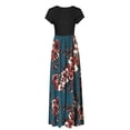 thumbnail image 3 of Fridja Womens O-Neck Casual en Vrac Imprimé Floral Robe à Manches Courtes Jupe Longue, 3 of 6