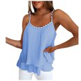 thumbnail image 1 of Débardeurs pour Femmes, Coupe Ample, Nouvelle Mode, Col Rond, Sans Manches, Décontracté, Style Blouse, B-28 Bleu m, 1 of 7