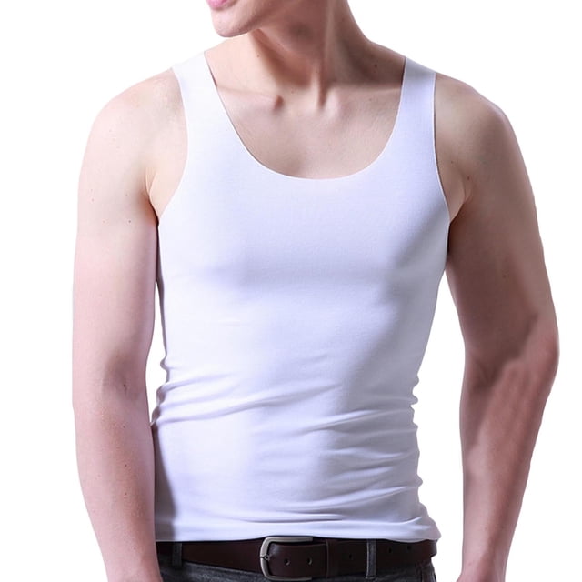 asjyhkr Débardeurs de Compression pour Hommes Été Gym Col Rond Sans Manches Maillots de Corps Ajustés T-Shirts Unis