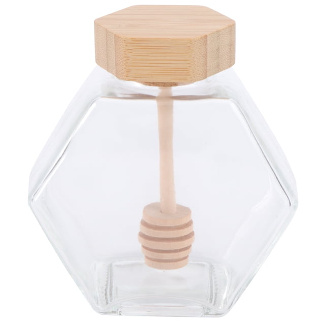 MasteelfCA 220ml Sealing Glass Honey Pot Environmental Friendly Clear Jam Jar with Dipper for Home Kitchen Use