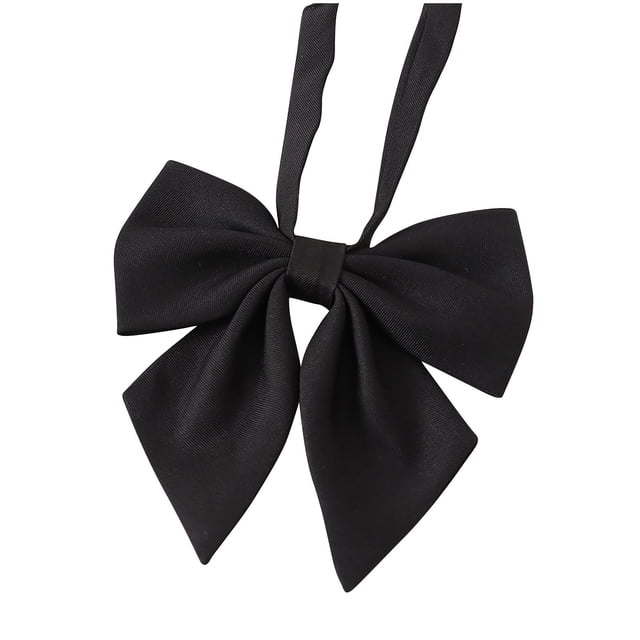 Xfvqtps Girls Bow Tie Solid Color Bowties Adjustable Neckties for Uniform School Party Black
