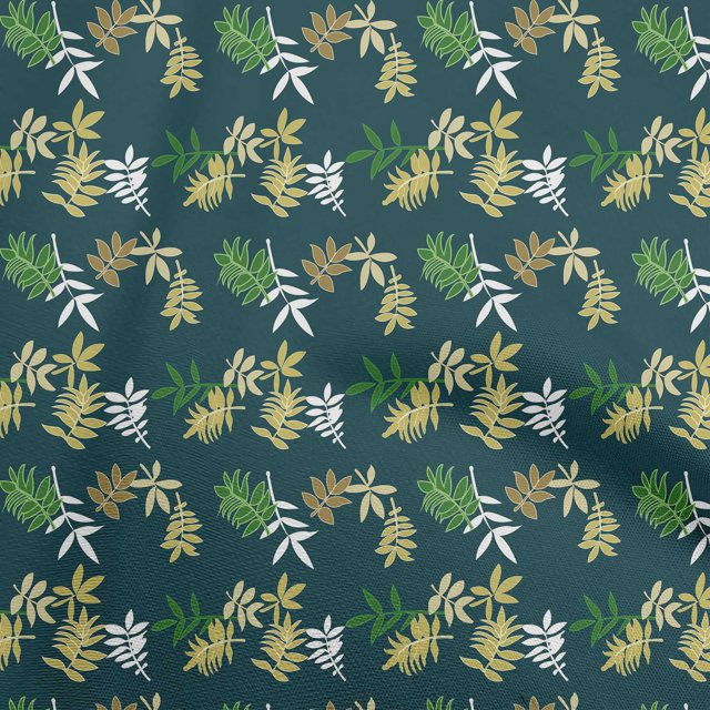 oneOone Viscose Chiffon Teal Green Fabric Leaves Craft Projects Decor Fabric Printed By The Yard 42 Inch Wide