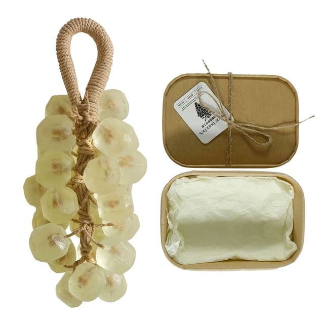 Crystal Grape Soap 2 Jasmine, Grape Soap On A Rope Handmade Grapes Cluster Shaped Soaps & Body Grapes Bunch Soaps For Shower Hanging For Kitchens Or Bathrooms DIY Home Decor,Air Freshening