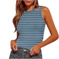 thumbnail image 1 of Dealovy Womens Tank Tops Summer Sleeveless Crew Neck Slim Fitted Striped Print Basic Tees Shirts, 1 of 5