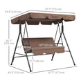 thumbnail image 3 of Outsunny 3-Seat Patio Swing Chair with Adjustable Canopy Brown, 3 of 10