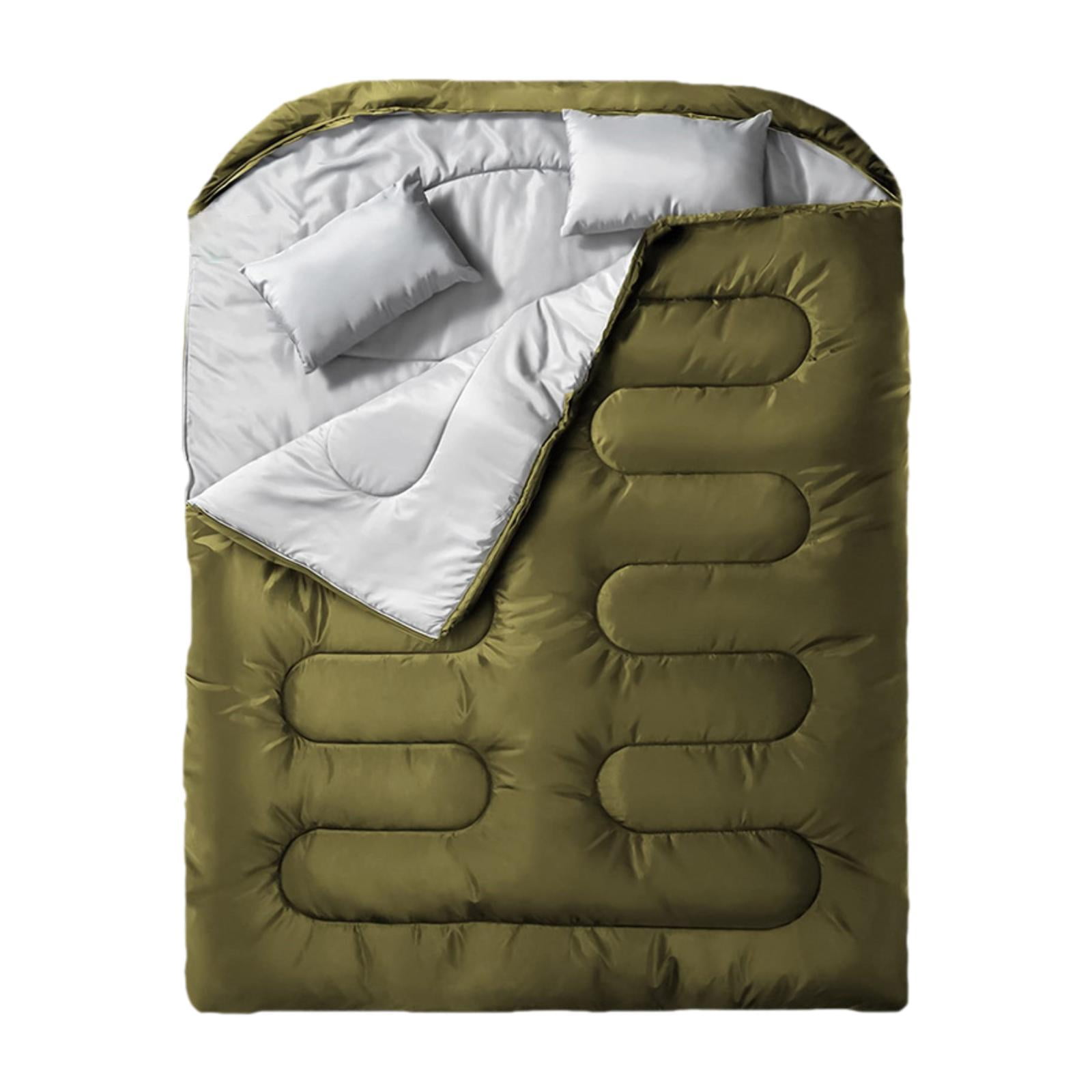 S SERENABLE Double Sleeping Bag Portable for Outdoor Activities Mountaineering Green