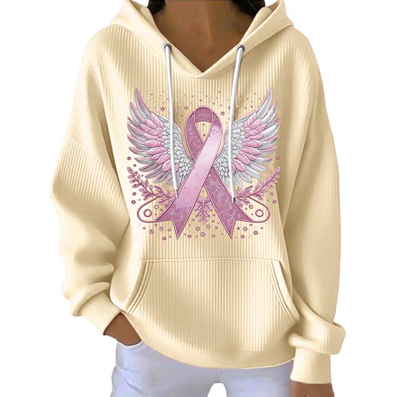 WZXFASHION Kind Mind Wear Breast Cancer Tee In We Wear Sweatshirt Women Clearance fleece zip up hoodie