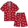 thumbnail image 4 of GDREDA Pyjama Assorti pour Couples pour Hommes de Noël Multicolore Imprimé en Satin de Soie à Manches Courtes Boutonné Ensemble de Pyjama pour Hommes Rouge,TTG, 4 of 4