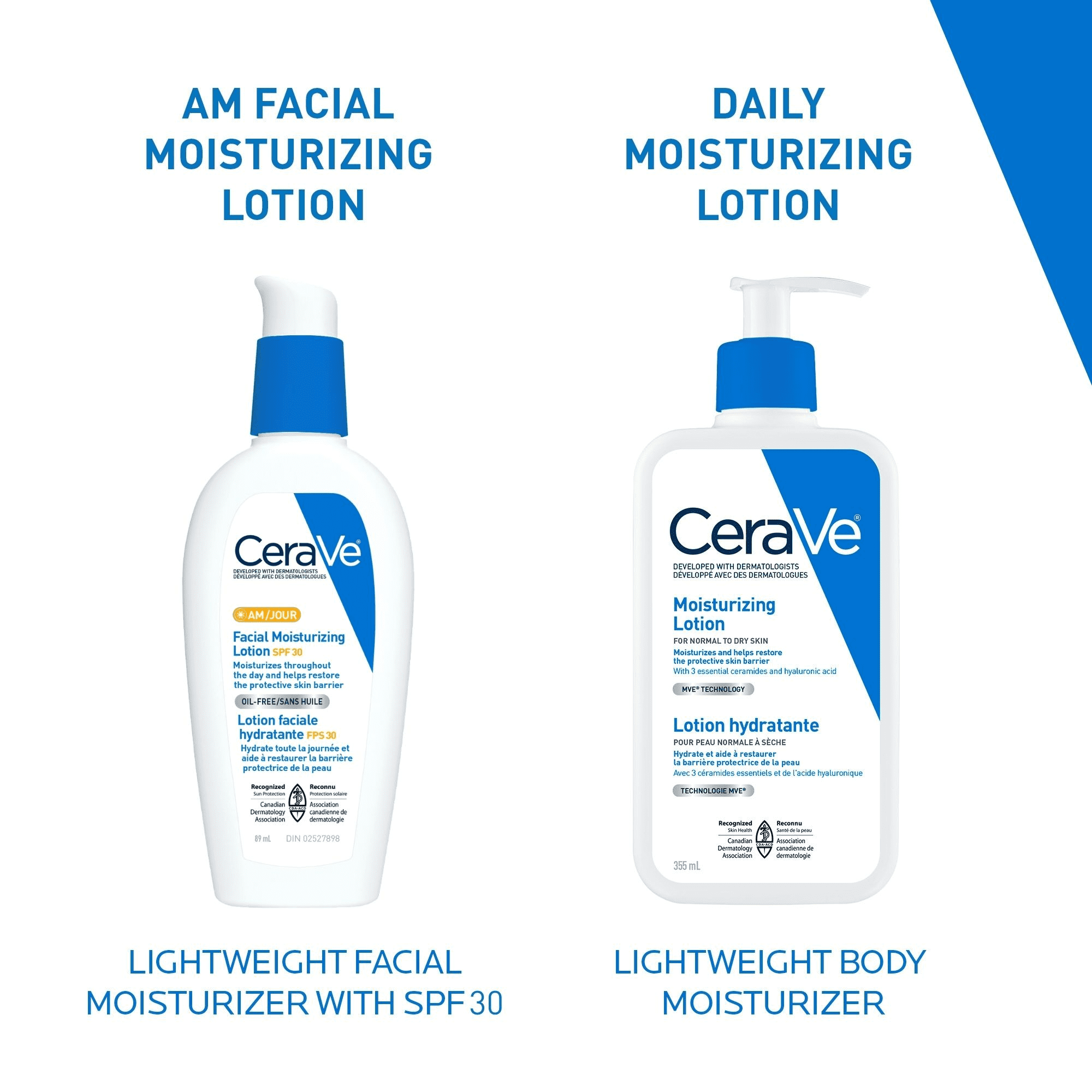 CeraVe Lotion Hydratante AM FPS 30, Hydratant Visage Quotidien avec Céramides et Écran Solaire, 89 ml