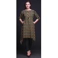 thumbnail image 3 of Bimba Hauts Imprimés Ikat à Losanges Noirs pour Femmes Kurti Asymétrique Robe d'Été pour Filles Petit, 3 of 6